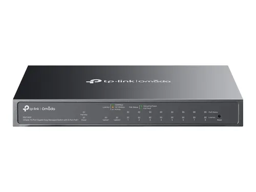 TP-LINK Omada ES210GMP V1 - Managed PoE+ Switch - Switches mit 8 x 10/100/1000 Ports, ideal für die einfache Verwaltung und Stromversorgung über Ethernet, perfekt für moderne Netzwerklösungen.
