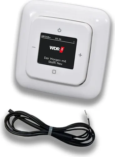 Busch Jäger DAB+ (DAB PLUS) Unterputz Radio (8215U-101) Reflex SI alpinweiß, Komplett-Set 8215 U – 101, Rahmen und Radioabdeckung inkl. 0,9 Meter EBROM Wurfantenne zur Empfangsoptimierung
