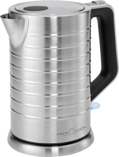 ProfiCook Edelstahl-Wasserkocher 1,7 Liter - Schnelles Wasserkochen mit modernem Design und praktischer Außen-Wasserstandsanzeige