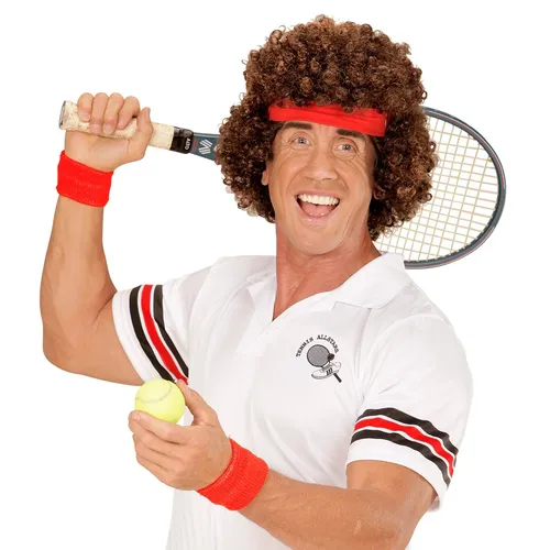 80er Jahre Herrenperücke mit Stirnband für Bad Taste Partys und Cosplay