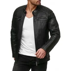 Herren Lederjacke Kunstleder Bikerjacke Schwarz XS - Funktionsjacken | Modische und zeitlose Bikerjacke aus Kunstleder, ideal für Übergangszeiten, mit seitlichen Taschen und hohem Tragekomfort.