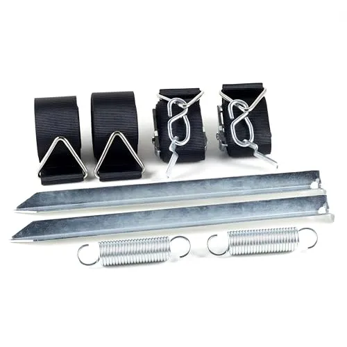 HomeBee® Sturmband Markise Set für Thule Omnistor - Markisenvorzelte – Komplettes Set für sichere Befestigung mit 2 Erdankern, 2 Spanngurten und 2 Federn, ideal für stabilen Halt bei Wind und Wetter.