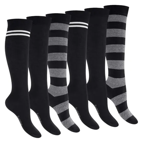 Footstar Langsocken Damen Kniestrümpfe geringelt (6 Paar)