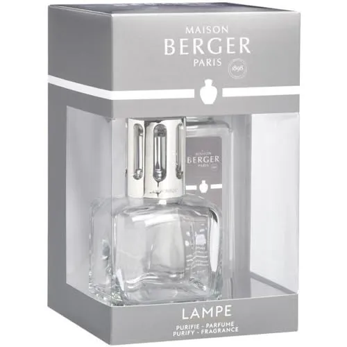 Lampe Berger GLACON TRANSPARENT Geschenkset Ice Cube - Duftlampe im eleganten Eiswürfeldesign, ideal zum Entfernen von Gerüchen und Regulieren der Duftintensität. Inklusive Brenner und Zubehör, perfekt als Geschenk.