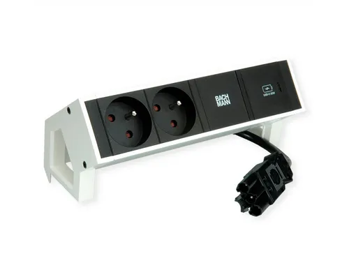 Bachmann DESK2 2xUTE 1xUSB C 30W 0,2m GST18 RAL9010 Steckdosenleiste (Kabellänge 0.2 m)