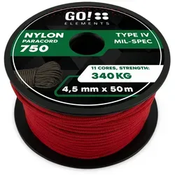 GO!elements Paracord 750 - 4,5mm Seil rot 50m