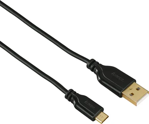 Hama USB-Kabel 0,75 m - Vergoldet und verdrehsicher, ideal für alle Universalgeräte in elegantem Schwarz
