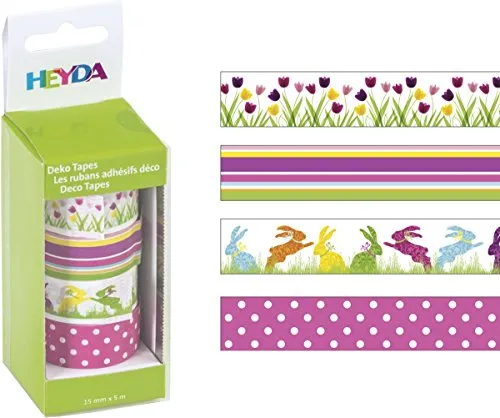 Heyda 203584380 Deko Tapes „Frühling“ jede Rolle 15 mm x 5 m Tulpen
