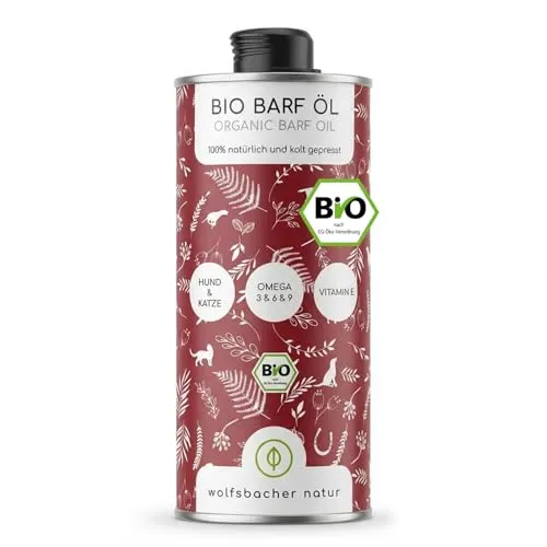 Futteröl für Hunde 1 Liter – 100% Bio Barföl mit Omega 3-6-9 - Hochwertiges Barf-Öl aus natürlichen Zutaten wie Leinöl und Kürbiskernöl. Ideal zur Ergänzung der täglichen Hundenahrung, unterstützt die Nährstoffversorgung und fördert ein gesundes, glänzendes Fell.