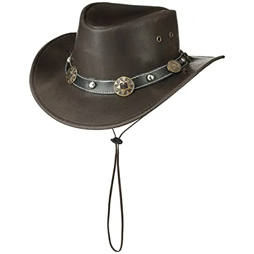 Scippis Concho Lederhut Classic Cowboyhut Australienhut (M/56-57 - braun)