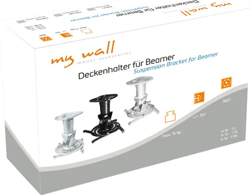 My Wall Universal Deckenhalterung für Projektoren bis 15kg - silber - Beamer-Halterungen, stabile Deckenhalterung mit bis zu 15kg Tragkraft für optimale Projektor-Positionierung.