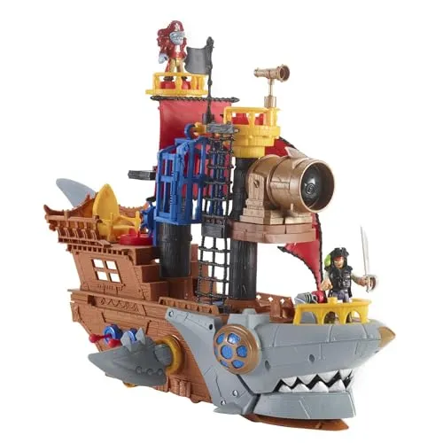 Fisher-Price Imaginext Kindergartenspielzeug Haimaul-Piratenschiff Spielset mit Figur und Zubehör für Rollenspiele, für Kinder ab 3 Jahren, HGN68