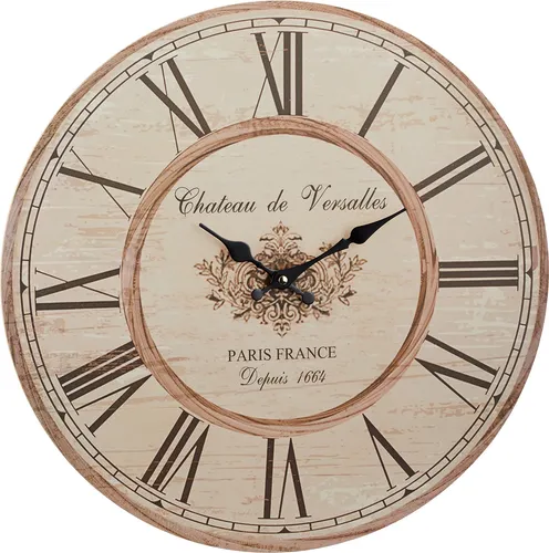 XL Wanduhr Nostalgie, Holz, Ø45cm (hell)