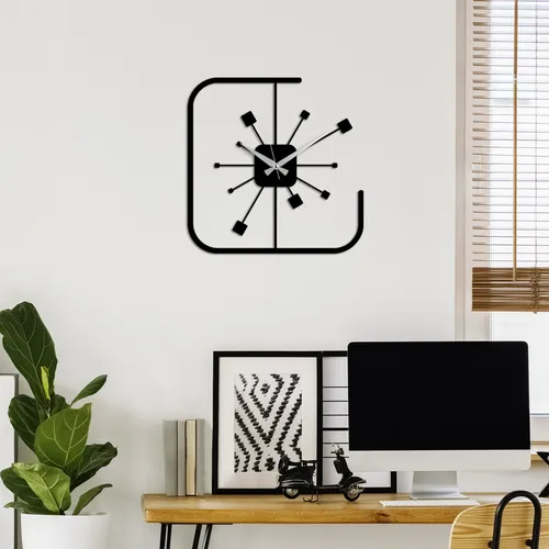Metall Wanduhr Dekouhr Industrial Clock Schwarz - Elegante schwarze Wanduhr aus 100% Metall (Dicke: 1,5 mm), ideal für ein modernes Ambiente und präzise Zeitangabe