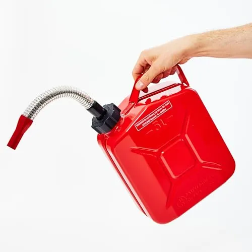 BW® Benzinkanister Metall 5 Liter mit Ausgießer - TÜV-geprüft und UN-zugelassen - Robuster 5L Metallkanister mit praktischem Ausgießer. Ideal für Benzin, Diesel und mehr. TÜV-geprüft für höchste Sicherheit und Langlebigkeit. Perfekt für den professionellen Einsatz und lange Fahrten.