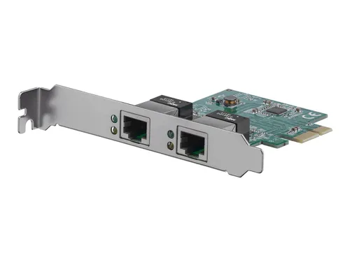 StarTech.com 2 Port Low Profile PCIe Gigabit Ethernet Netzwerkkarte - Multimedia Netzwerkadapter mit 2x RJ45, unterstützt bis zu 1GB/s und Jumbo Frames, ideal für leistungsstarke Netzwerkverbindungen.