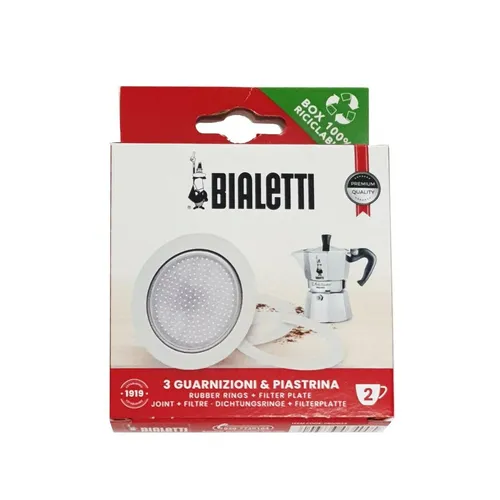 BIALETTI | Set di 3 guarnizioni e 1 portafiltro per Moka Express 2 tazze , Moka