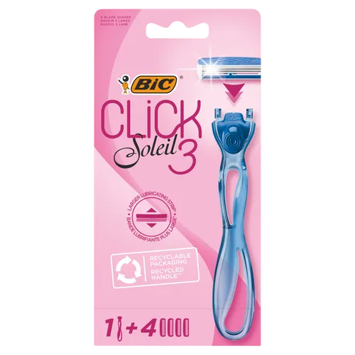 Bic Soleil Click 3 3-Klingen-Rasierer mit austauschbaren Patronen 4 Stück