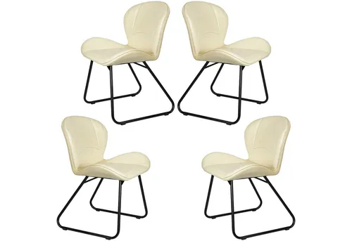 Casa Moro Polsterstuhl Besucherstuhl aus Echtleder in Beige - Bequemer Polsterstuhl mit stabiler Metallkonstruktion und hochwertiger Echtlederbezug in elegantem Beige. Ideal für Esszimmer, Wartezimmer oder Konferenzen – für stilvollen Komfort im Alltag.