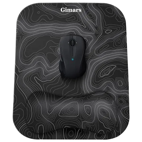 Gimars Mauspad mit Gelkissen, Ergonomisches Mousepad mit Handauflage, Gel Memory Foam Wasserdicht Mauspads mit Handgelenkauflage für Computer Laptop Offfice Heim, Topographische Karte