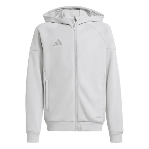 Adidas Tiro 25 Kapuzenjacke Kinder - grau - Bequeme Kapuzenjacke für Kinder und Teens, inspiriert vom Tiro 25 Design. Aus weichem Material und mit praktischen Reißverschlusstaschen für wichtige Kleinigkeiten. Ideal für Freizeitaktivitäten und sportliche Einsätze.