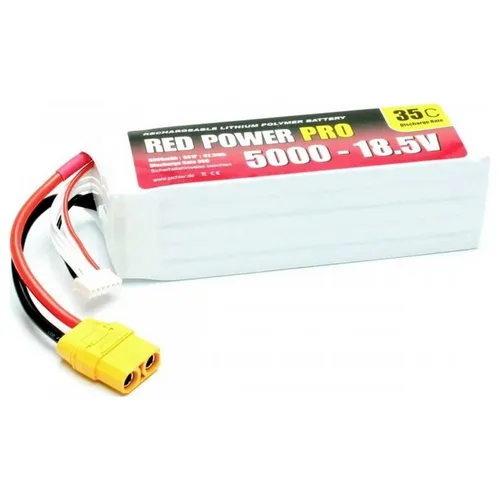 Red Power Modellbau-Akkupack (LiPo) 18.5 V 5000 mAh 35 C Softcase XT90 - Akkus für Modellbau mit hoher Kapazität und Entladeström, ideal für leistungsstarke RC-Modelle und lange Betriebszeiten.