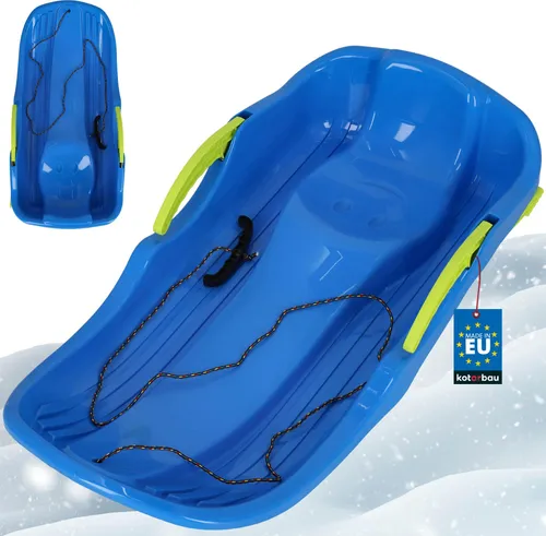 KOTARBAU® Bob mit Bremse 79 x 38 x 16 cm Plastik Kinderbob Kunststoff Schneebob Robust & Ergonomisch Blau