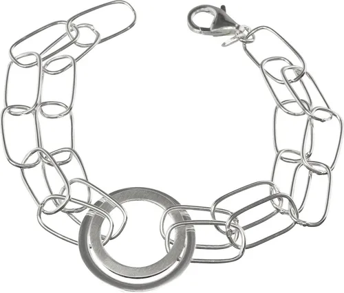 SilberDream Silberarmband 18,5cm - Elegantes Damenarmband aus 925 Sterling Silber mit glänzenden und mattierten Ring-Elementen, ideal für modische Akzente und sicheres Tragen dank Karabinerverschluss.