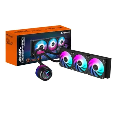 Gigabyte AORUS WATERFORCE X II 360 AIO Flüssigkeits-CPU-Kühler - 3x120mm ARGB-Lüfter mit Vollfarb-LCD und leise, effiziente Kühlung für Gaming-PCs