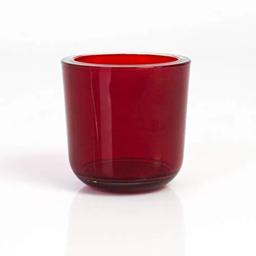 INNA-Glas Kleines Teelichtglas - Teelichthalter Nick, rot-transparent, 8cm, Ø 8cm - Kerzenglas