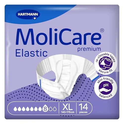 MoliCare premium Elastic Inkontinenzslips – 8 Tropfen | Hochsaugfähige Einwegwindeln für Männer und Frauen mit schwerer Inkontinenz | Größe XL | 14 Stück