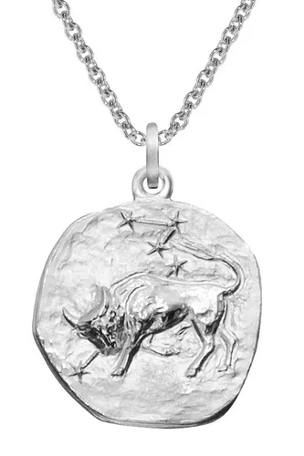 trendor Kette mit Anhänger Sternzeichen Stier - 925 Silber - Elegante Halskette mit graviertem Stier-Anhänger aus 925 Sterlingsilber, anlaufgeschützt und Made in Germany. Ideal für Sternzeichen-Liebhaber.