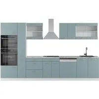 Produktbild Vicco Küchenzeile R-Line Solid Weiß Blau Grau 350 cm