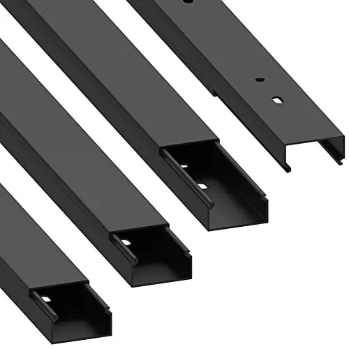 Cablecoach Habengut Kabelkanal (mit Montagelochung im Boden) 30x15 mm aus PVC, Farbe: Schwarz, Länge 4 m (4 x 1 m Länge)