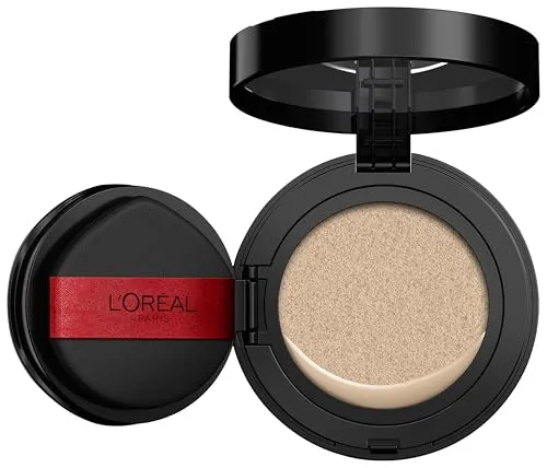 L'Oréal Paris, Infaillible Fresh Wear Cushion Foundation, 24H Halt mit atmungsaktiver flüssiger Formel, schwerelose Deckkraft, natürliches Finish, inklusive Applikator und Spiegel, Farbe N140, 11g