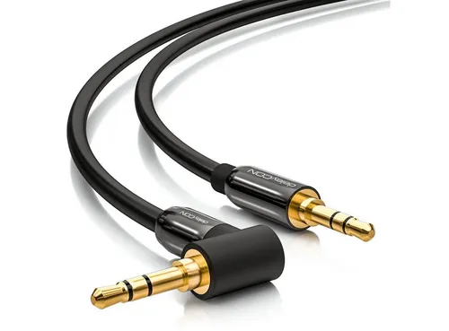 deleyCON deleyCON HQ Klinken Kabel 90 Grad gewinkelt [0,5m] 2x 3,5 Klinken Audio-Kabel