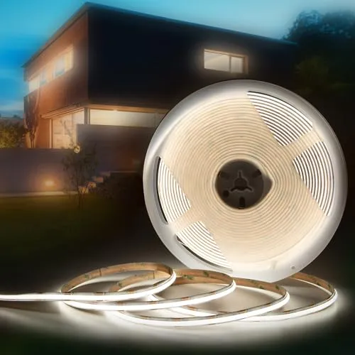 HEXIM COB LED Strip, 1-15 Meter LED Streifen, Auswahl: weiß/CCT/RGB, dimmbar 24V, IP20, 3000-6000K, Band 8mm breit, Leuchtstreifen selbstklebend (4,5 Meter neutralweiß)