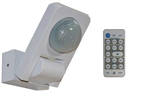 Präsenzmelder Bewegungsmelder mit Fernbedienung für Wandmontage in weiß, Wetterfest IP65, LED geeignet CSPIR1W