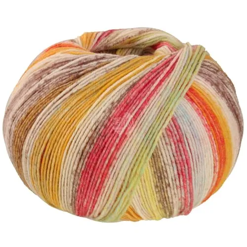 LANA GROSSA Cool Wool 4 Socks Print | Bedrucktes Merino-Sockengarn aus mehrfach verzwirnten Einzelfäden | Handstrickgarne aus 75% Schurwolle | 100g Wolle zum Stricken & Häkeln | 420m Garn FB 7770