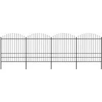vidaXL Gartenzaun mit Speerspitzen 1,75 - 2 m Schwarz - Metallzaun aus hochwertigem Stahl mit dekorativen Speerspitzen für erhöhte Sicherheit und Privatsphäre, ideal für Grundstücksabgrenzungen.