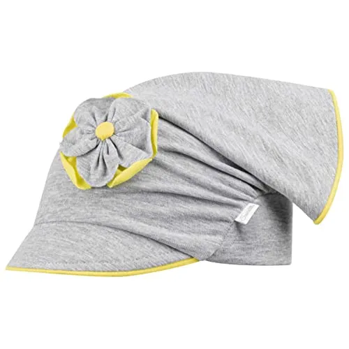 Smarilla Mädchen Mütze Schirmmütze Kopftuch Schildmütze Sommer Baumwolle, Größe: 46-48, Farbe: Grau-Gelb