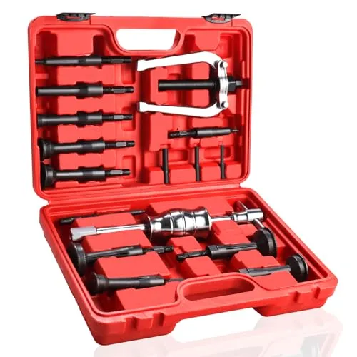 BOOMSTART 16tlg Innenlager Abzieher Innenabzieher Set, 5-58mm Lager Innenabzieher Set, Kugellager Lagerabzieher Innen mit Gleithammer, Grundloch Innenabzieher Innenauszieher für Motorrad Auto (Rot)