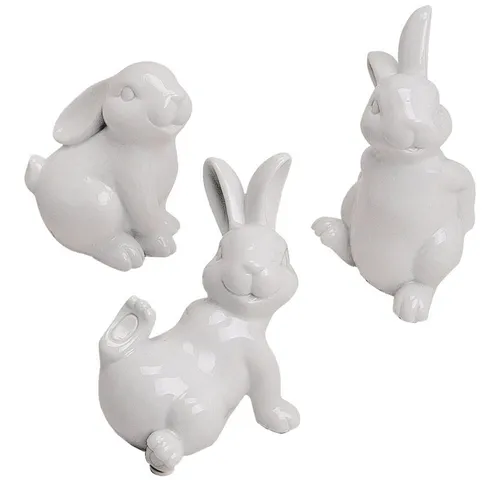 matches21 HOME & HOBBY Dekofigur Osterhasen Porzellan weiß 3er 10-15cm (3 St)