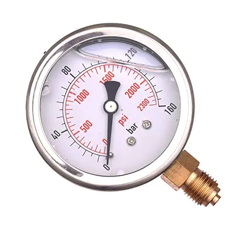 63mm 0-160 BAR 0-2300 PSI Glyzeringefüllt Hydraulische Druckmessgerät Manometer Glyzerin Messgerät