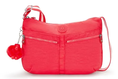 Kipling IZELLAH Mittelgroße Umhängetasche in Rot - Umhängetasche mit verstellbarem Schulterriemen, vielen Fächern für optimale Organisation und praktische Fronttaschen für schnellen Zugriff.