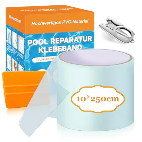 Hymarvo Pool Reparaturset Unterwasser,10x250cm Pool Flicken Selbstklebend Set,PVC Pool Flickzeug Klebeband Wasserdichtes,Unterwasserkleber Flex Tape für Pool,Poolfolie,Schlauchboot,Luftmatratze