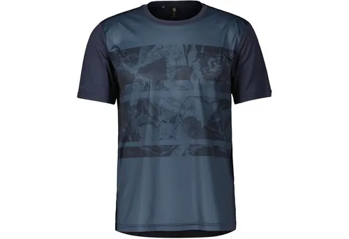 Scott Trail Flow SS Herren Bikeshirt - Dunkel Blau - Größe S - Fahrradbekleidung für Herren, atmungsaktiv und schnell trocknend für optimalen Komfort bei jeder Fahrt.