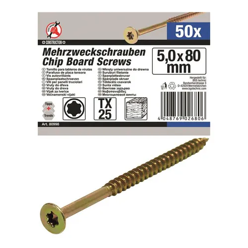 BGS-80998 I Mehrzweckschrauben, 5,0x80 mm, T25, 50 Stück