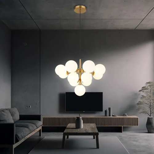 Pendelleuchte Gold mit Glaskugeln – 56 cm für Esszimmer