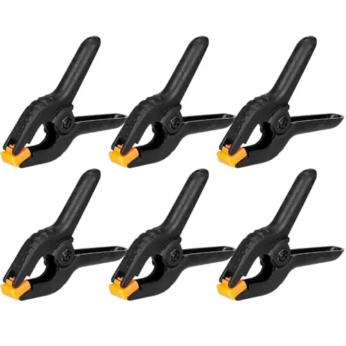 Acooruiteng 6 Stück Klemmzwingen 3.5 Zoll Hochleistungs Nylon Federklemmen Klemmen Federklemme Klemme Klemmzwinge Spring Clamps Leimzwingen Federzwingen für Holzbearbeitung DIY Fotostudios Schwarz